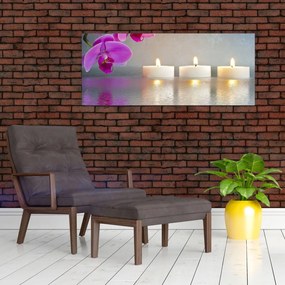 Obraz sviečok na vode (120x50 cm)
