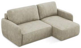 Béžová ženilková rozkladacia/s úložným priestorom rohová pohovka (pravý roh/s leňoškou) Lilo – Makamii