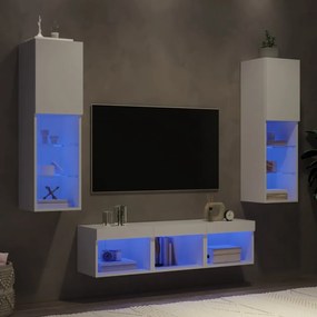 5-dielne TV nástenné skrinky s LED biele kompozitné drevo 3216604