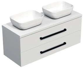 Kúpeľňová skrinka s čiernou úchytkou a krycí doskou SAT Cube Way 120x71x46 cm biely lesk CUBE46C1203BISAT45, 1 ks