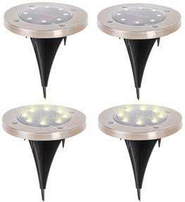 KIK Solárne záhradné LED svetlá - 8 LED - 4 ks - teplá biela