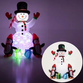 JU Nafukovací snehuliak 180 cm, 2 biele LED diódy, 1 RGB LED projektor, vonkajšie použitie