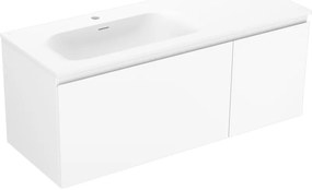 Mexen Orio, kúpeľňová skrinka 120 cm s umývadlom Vela vľavo, 1S, 1D, biela matná, 91A13-12047-3-BBFF01-W23L01