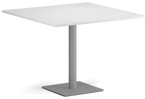 Konferenčný stolík ENZO, 100x100 cm, sivostrieborná podnož, biela
