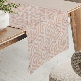 Biante Zamatový behúň na stôl Tamara TMR-029 Ružovobéžové hexagony s čiernym žíhaním 45x120 cm