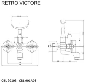 Mereo Mereo, Vaňová nástenná batéria, Retro Viktorie, 150 mm, bez príslušenstva, chróm, MER-CBL90103