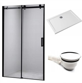 BPS-koupelny Posuvné sprchové dvere HYD-PD03D 120 čierne/transparent pre inštaláciu do niky + vanička HYD-OSV-ST06C 120x100 biela