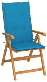 Záhradná stolička s modrými podložkami tíkový masív