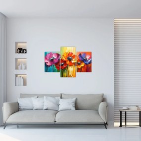 Obraz - Päť pestrofarebných kvetov (90x60 cm)