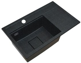 Gamma Quadro 8151, 1-komorový granitový drez 800x500x220 mm, čierna s bielymi bodkami, GMA-ZLE000190