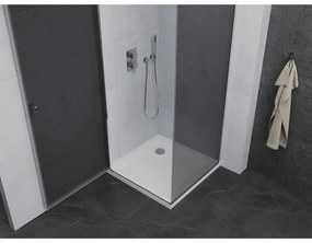 Mexen Pretoria, sprchovací kút 80 (dvere) x 80 (stena) cm, 6mm šedé sklo, chrómový profil + biela sprchová vanička, 852-080-080-01-40-4010