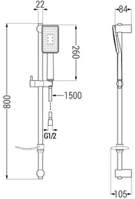 Mexen sprchový set DF54, čierna/chróm, 785544582-17