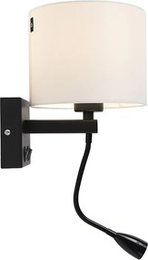 Moderná nástenná lampa čierna s bielym tienidlom - Brescia