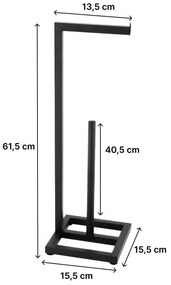 Erga Pap, kovový držiak toaletného papiera so zásobníkom na 4 rolky, čierna matná, ERG-YKA-P.PAP1-BLK