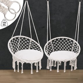 Detex Závesné kreslo BOHO s vankúšmi, Ø61cm, béžová