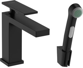 Hansgrohe Tecturis E, páková umývadlová batéria 110 s ručnou sprchou Bidette, čierna matná, HAN-73210670