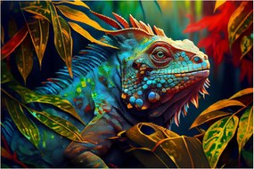 Obraz - Farebný leguán (90x60 cm)