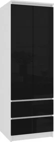 Skriňa STAR S 60 cm 2D 2SZ biela / čierna lesk