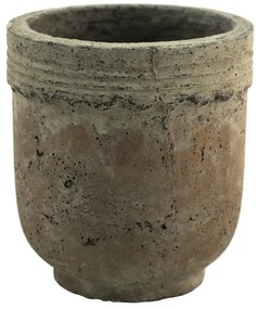Béžovo-sivý cementový kvetináč s patinou Mosse - Ø 19*20 cm