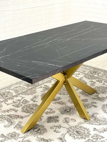 Jedálenský stôl DIAMOND čierny mramor / zlatá podnož