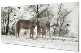 Sklenený obraz Zimný lesné jednorožce 100x50 cm