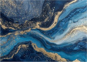 Obraz - Modrozlatý abstraktný mramor (70x50 cm)