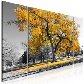 Artgeist Obraz - Autumn in the Park (5 Parts) Narrow Gold Veľkosť: 225x90, Verzia: Premium Print