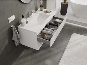 Mexen Rivel, kúpeľňová skrinka 100 cm s umývadlom Otis, 2 zásuvky, drážkovaná, biela matná, 91A20-10047-2-BFF01-W18M01