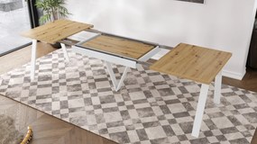 AVERY Dub Artisan / biela spodná časť - LOFTOVÝ / PRIEMYSELNÝ STÔL DO OBÝVAČKY/ JEDÁLNE ROZKLADACÍ DO 290 cm!
