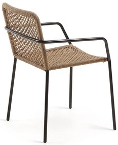 Béžová záhradná stolička s oceľovou konštrukciou Kave Home Bomer