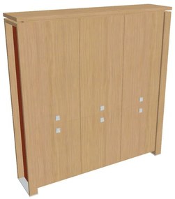 Vysoká skriňa Verno+ S 200 x 46 x 210 cm, dub svetlý / oranžová