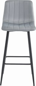 Svetlo sivá barová stolička POZZA VELVET s čiernymi nohami