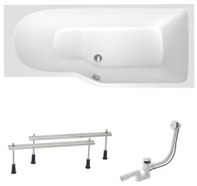 Asymetrická vaňa Laguna Beáta Plus 160x80 cm akrylát pravá SIKOBE1600PAN, 1 ks