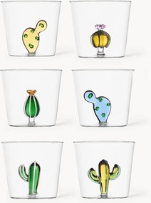 Ručne vyrobené poháre z borosilikátového skla Desert Plants, 6 ks