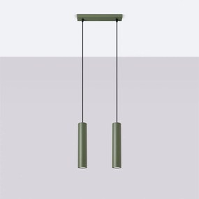 Závesné svietidlo Lagos, 2x olivové kovové tienidlo