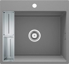 Deante Magnetic, 1-komorový granitový drez 560x520x220mm, šedá metalíza, DEA-ZRM_S10A