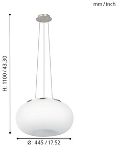 EGLO 86815 - Luster na lanku OPTICA 2xE27/60W