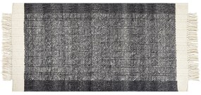 Vlnený koberec 80 x 150 cm čierna/krémová biela ATLANTI Beliani