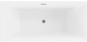 Mexen Nita, voľne stojaca vaňa 170 x 80 cm, biela-čierna, grafitový prepad, 52091708075-66