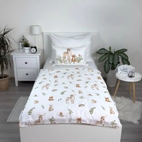 Bielo-hnedé bavlnené detské obliečky do postieľky 100x135 cm Forest Animals – Jerry Fabrics