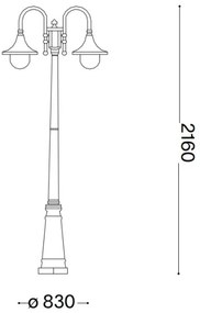 Ideal Lux - Vonkajšia lampa CIMA 2xE27/52W/230V 216 cm IP43 patina