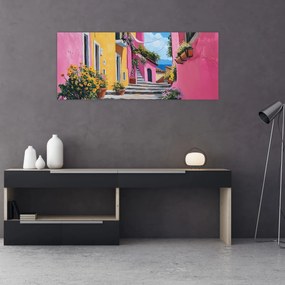 Obraz - Ružová ulička (120x50 cm)