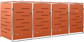 vidaXL Ohrada na 4 odpadkové koše 276,5x77,5x112,5 cm nerezová oceľ