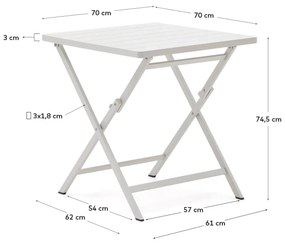 Záhradný skladací stôl retta 70 x 70 cm biely MUZZA