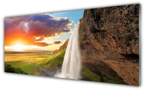 Obraz plexi Vodopád slnko krajina 125x50 cm