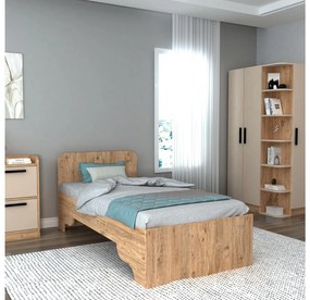 Jednolôžková posteľ 80 cm Poleso 2 (borovica atlantická + béžová) (s roštom). Vlastná spoľahlivá doprava až k Vám domov. 1094827