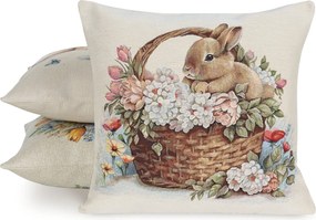 GOBELÍNOVÁ DEKORAČNÁ OBLIEČKA NA VANKÚŠ HARE 45X45 CM VZOROVANÁ