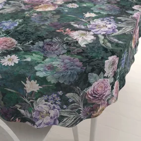 Biante Dekoračný oválny obrus BM-010 Veľké fialové kvety na tmavo zelenom 140x200 cm