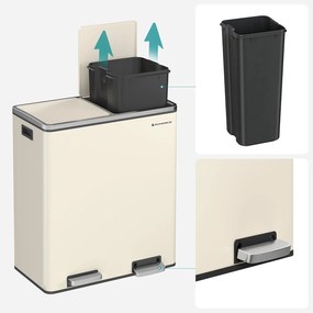 Odpadkový koš s víkem JORDAN 2x30 l krémový