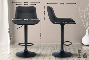 Barová stolička Vonore - koženka, čierny rám - Čierna